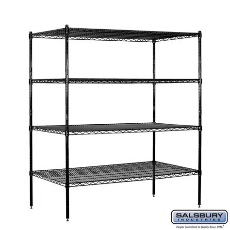 60" Wide Stationary Wire Shelving - 63 Inches High - 24 Inches Deep ...