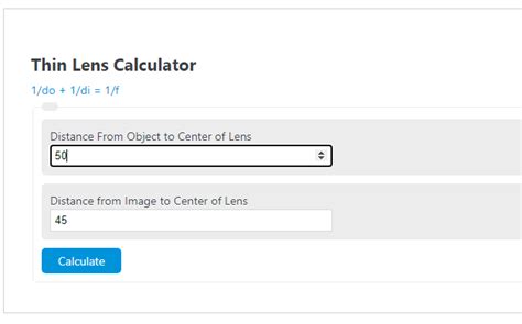 Thin Lens Calculator - Calculator Academy