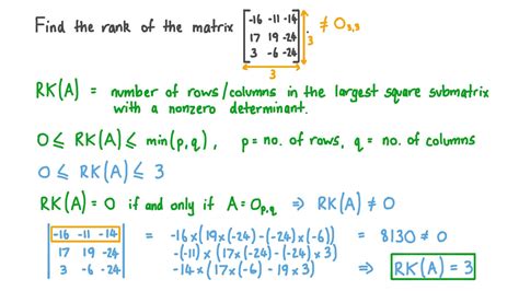 Question Video: Finding the Rank of a Given Matrix | Nagwa