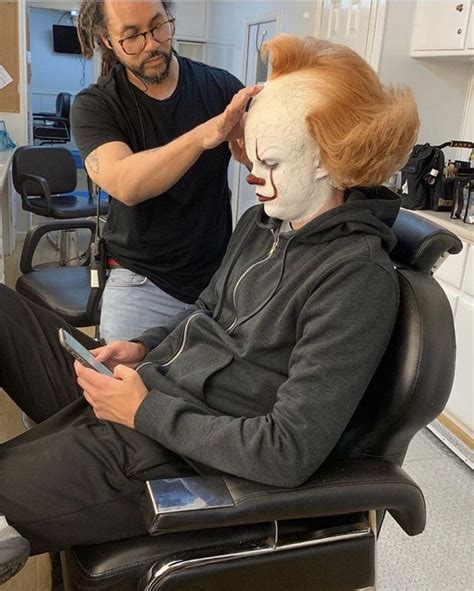 Bill Skarsgård in the makeup chair being transformed into Pennywise for ...