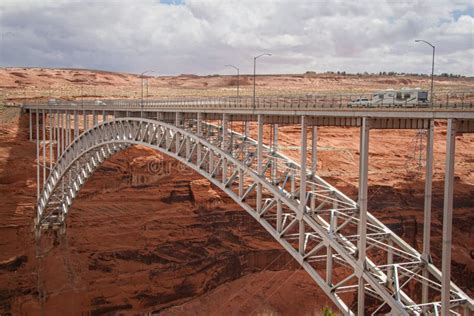 Glen Canyon Dam Bridge Viewed from Dam Visitor Center Stock Image ...