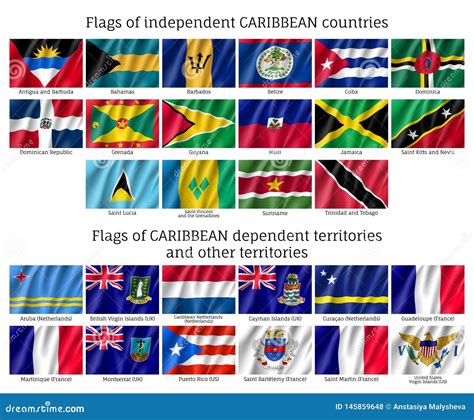 Wavy Flags of Caribbean Countries Stock Vector - Illustration of haiti ...