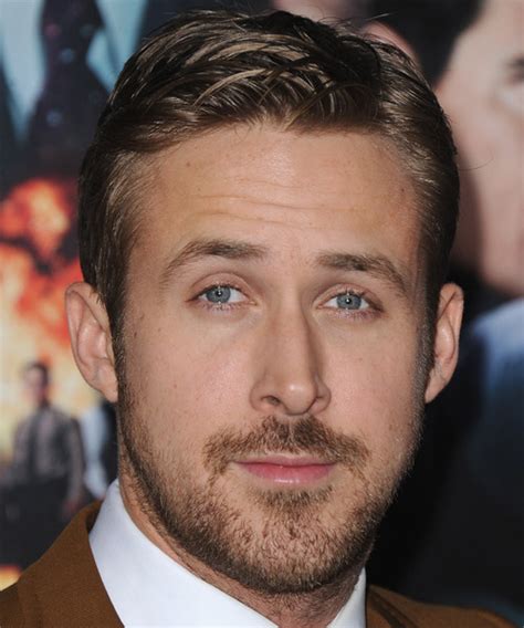 Ryan Gosling Short Straight Light Caramel Brunette Hairstyle