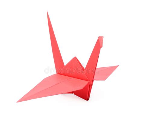 Origami Art. Beautiful Red Paper Crane Isolated on White Stock Photo ...