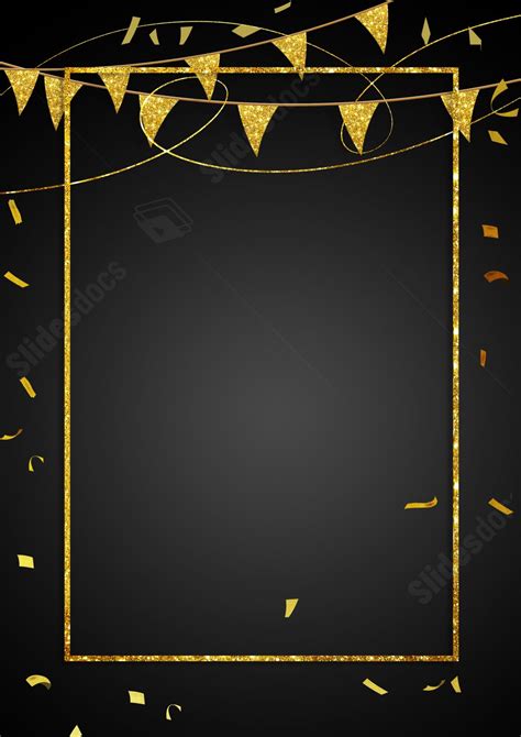 Black And Gold Birthday Bash Page Border Background Word Template And ...