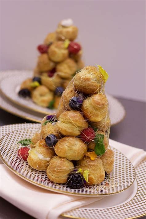 Mini Croquembouche towers are so pretty you almost don't want to eat it ...