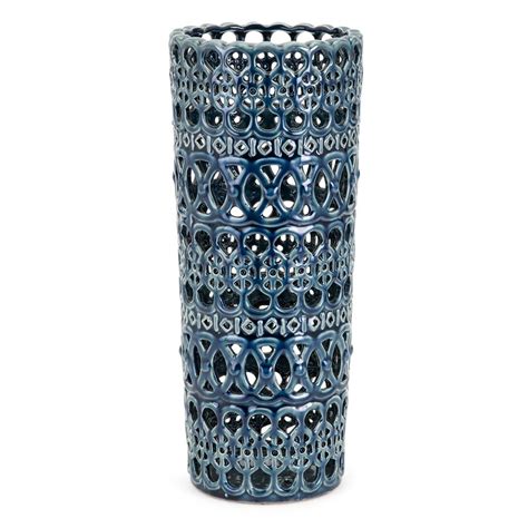 Cylinder Blue Ceramic Floor Vase & Reviews | AllModern