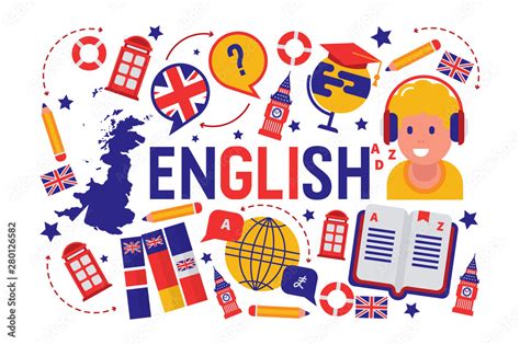 Vecteur Stock British english language learning class vector ...