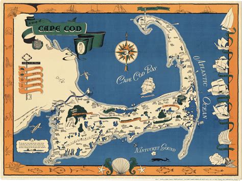 Map Of Cape Cod Beaches, Map Of Cape Cod Massachusetts Prints ...