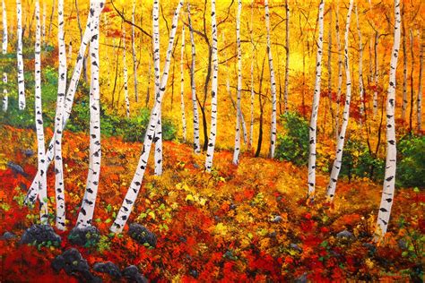 Birch Tree Forest Painting at PaintingValley.com | Explore collection ...