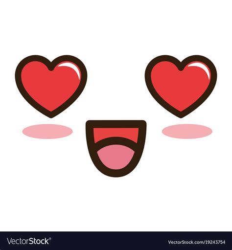 Lovely face emoji kawaii character Royalty Free Vector Image