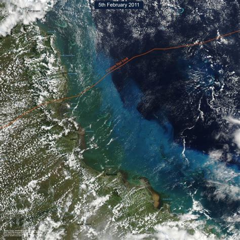 Cyclone Yasi satellite image maps - before and after | eAtlas