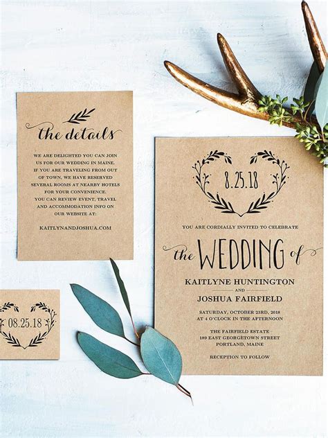 diy rustic wedding invitations templates - Carey Rushing