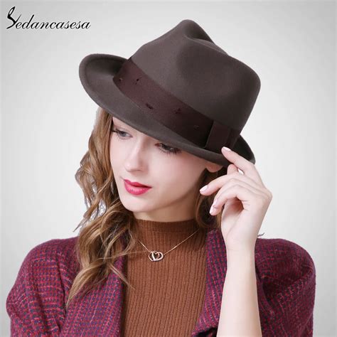 Sedancasesa New Female Fedora Hat Autumn Winter New British hat Korean ...