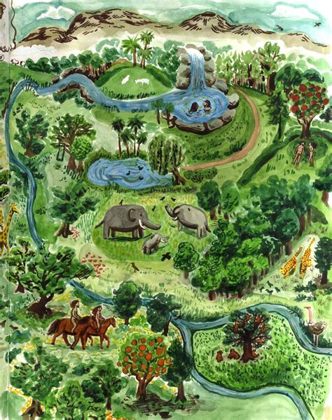 Jazz Greenhill Illustration.: Garden of Eden Map | Landscape, Landscape ...