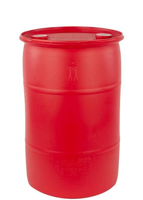 30 Gallon Plastic Drum, Closed, UN Rated, Fittings – Red