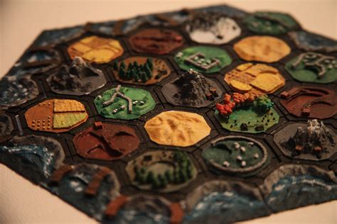 Printed and Painted Settlers of Catan Tiles : 3Dprinting