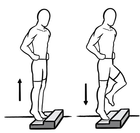 Calf raise off step – Single leg eccentric – exer-pedia