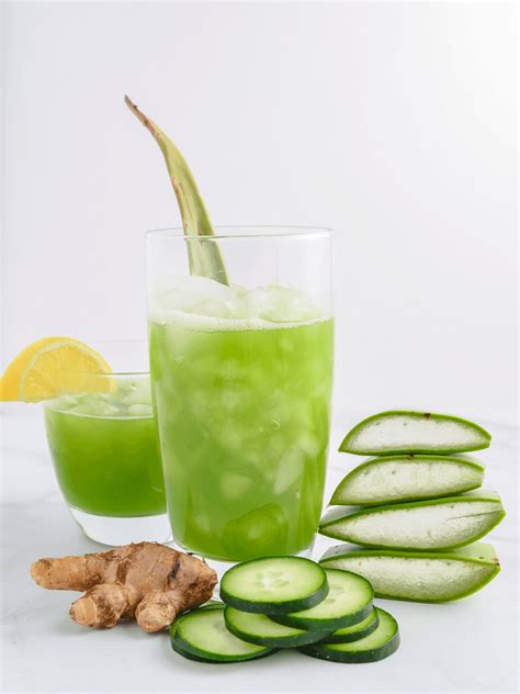 A refreshing aloe vera juice recipe with hydrating cucumber, lemon, and ...