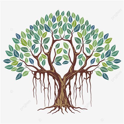 Banyan Tree Vector PNG Images, Banyan Tree Illustration, Banyan, Tree ...