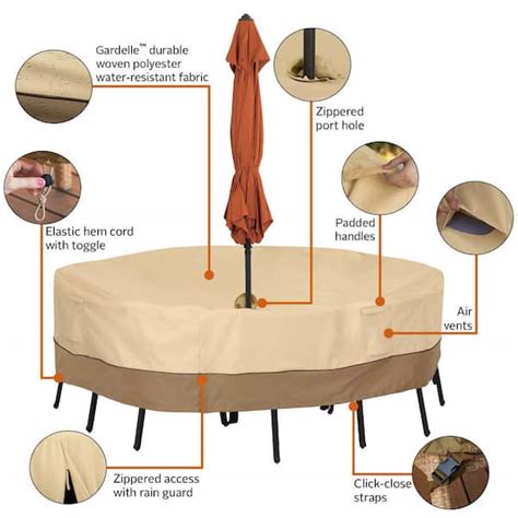 Outdoor Patio Table Cover With Umbrella Hole Zipper / Classic ...