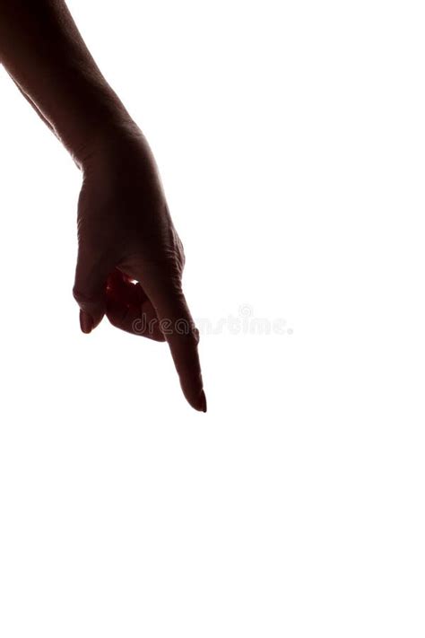 Female Hand Pointing Down - Silhouette, Concept Stock Photo - Image of ...