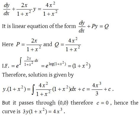 Solution of First Order Linear Differential Equations - CBSE Library