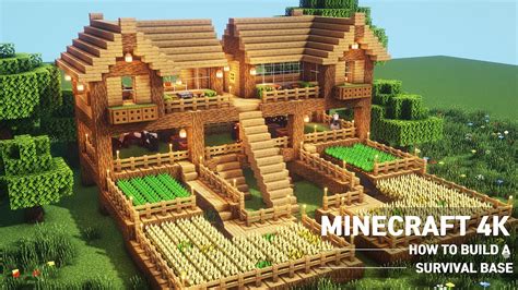 Minecraft : OAK SURVIVAL BASE HOUSE TUTORIAL｜How to Build in Minecraft ...