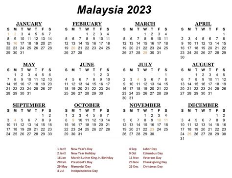 Malaysia 2023 Holidays Calendar | Your Printable Calendar