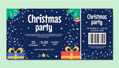 Free Vector | Flat christmas party ticket template