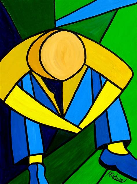 ""Man in Blue, Green & Yellow" original abstract acrylic painting on ...