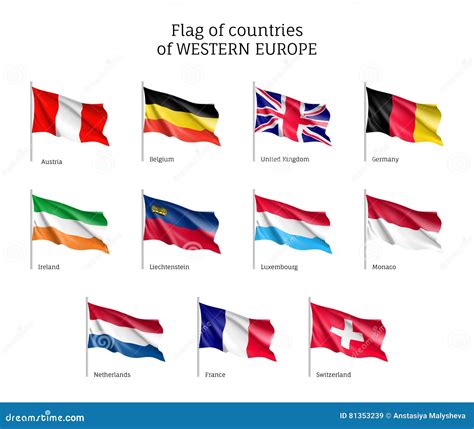 Banderas De Los Países De Europa Occidental Ilustración del Vector ...