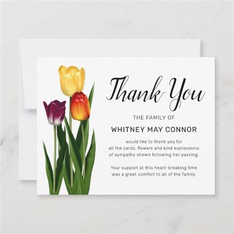 Funeral Thank You | Tulip Flower Memorial | Zazzle | Funeral thank you ...