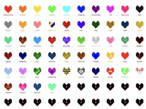 an image of pixel hearts with different colors