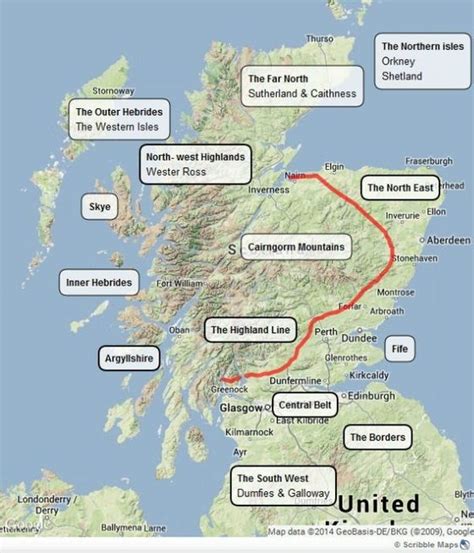 Map of the regions of Scotland