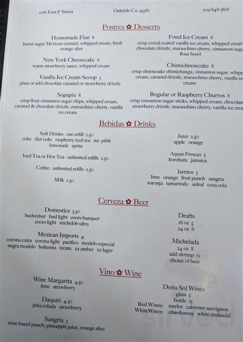 Cocina Michoacana Oakdale menu in Oakdale, California, USA