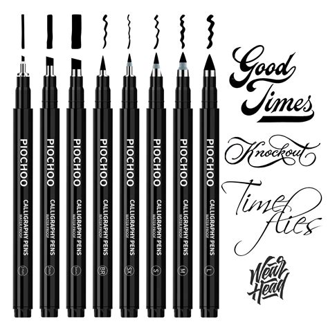 Buy Piochoo Calligraphy Pens,8 Size Calligraphy Pens for Writing,Brush ...