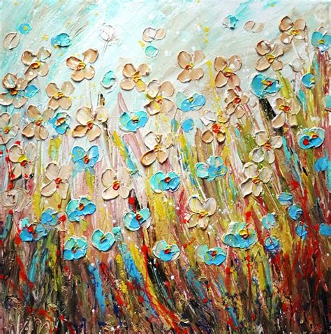 Prairie Wild Flowers ORIGINAL Oil Painting Square Canvas Wall - Etsy