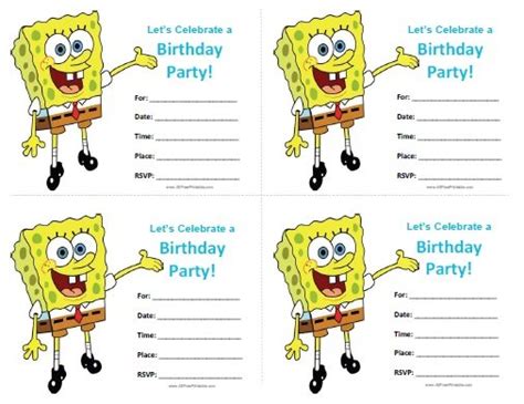 Free Spongebob Birthday Invitation Cards __LINK__