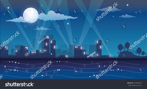 Cartoon Night Cityscape Stock Vector (Royalty Free) 125948915 ...