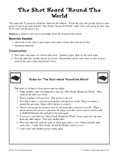 The Shot Heard 'Round the World Printable (5th - 8th Grade ...