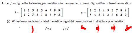 Solved Let f and g be the following permutations in the | Chegg.com