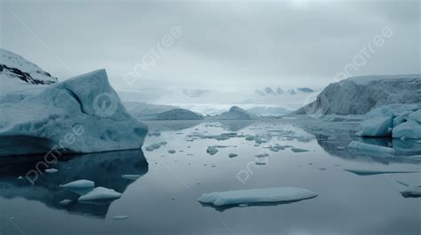 Video Clip Of Icebergs Floating In The Water With A Large Cloudy Sky ...