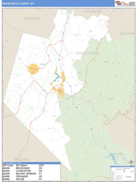 Rockcastle County, Kentucky Zip Code Wall Map | Maps.com.com