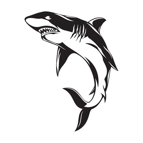 Shark Silhouette Vector illustration - Black and white Shark clipart ...