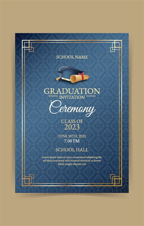 Vintage Graduation Invitation Card Template 25782998 Vector Art at Vecteezy