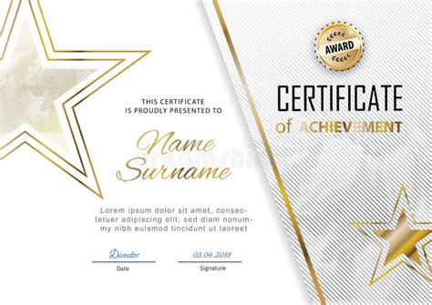 Official Certificate with Gold, White Design Elements and Gold Star ...