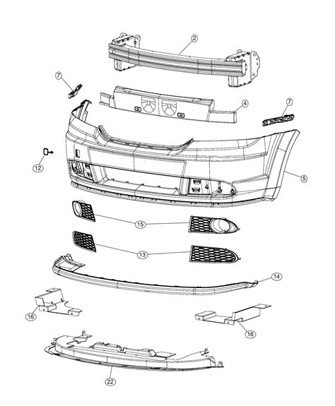 2018 Dodge Journey Reinforcement. Front bumper. [front end parts module ...