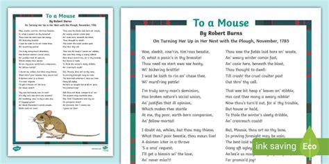 To a Mouse Robert Burns Poem (Teacher-Made) - Twinkl