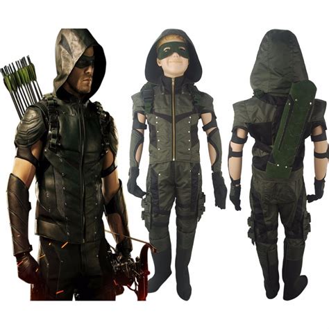 Boys Kids Green Arrow Season 4 Oliver Queen Jacket Outfit Hoodie Full ...